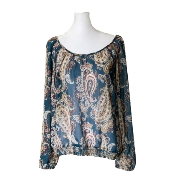 Lucky Brand Sheer Paisley Blouse - Picture 3 of 12